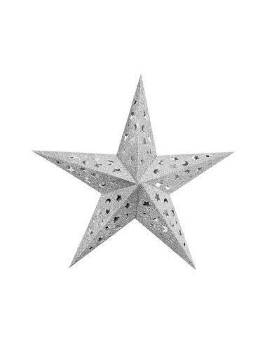 DECORACION ESTRELLA PLATEADA 5 PUNTOS GLITT 30cm GUPL05