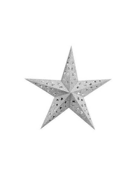 DECORACION ESTRELLA PLATEADA 5 PUNTOS GLITT 30cm GUPL05