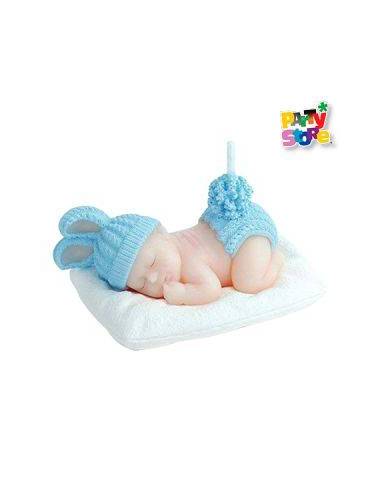 VELA DECO SOUVENIR MAMADERA BEBE CELESTE VC04