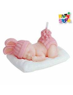VELA DECO SOUV. MADERA BEBE ROSA VC03
