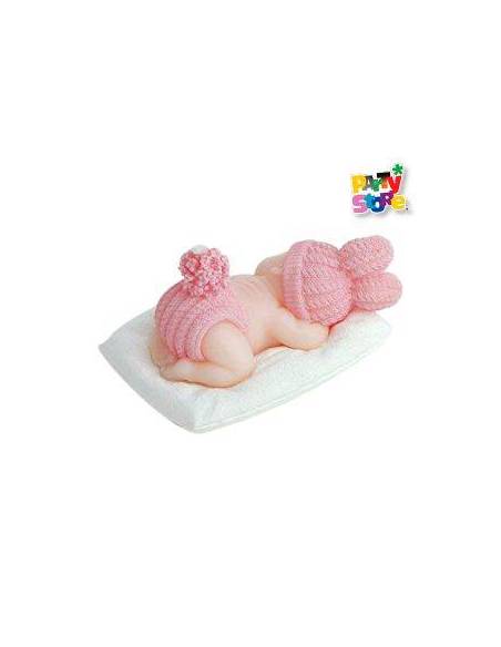 VELA DECO SOUV. MADERA BEBE ROSA VC03