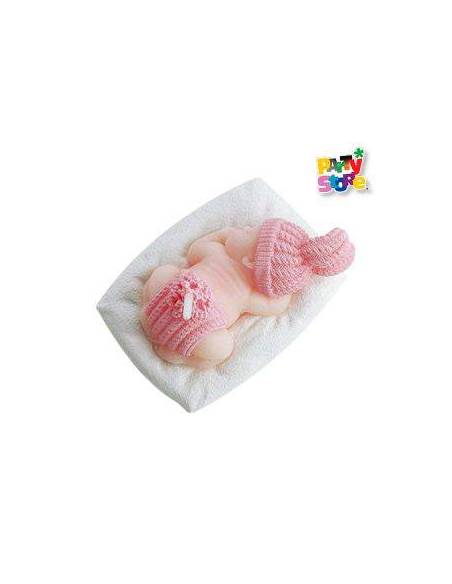 VELA DECO SOUV. MADERA BEBE ROSA VC03