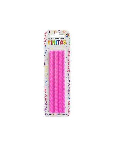 VELAS FINITAS 17cm TORNEADAS MAGENTA x24 VTSMA