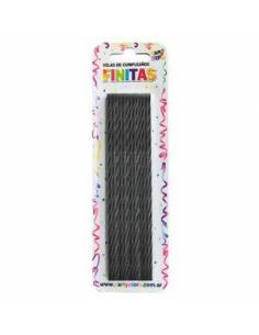 VELAS FINITAS 17cm TORNEADAS NEGRO x24 VTSNE
