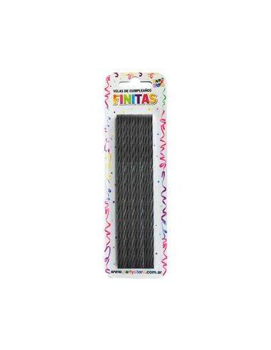 VELAS FINITAS 17cm TORNEADAS NEGRO x24 VTSNE