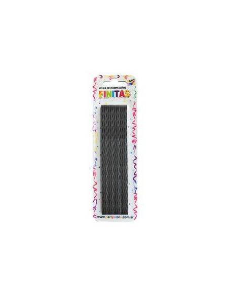 VELAS FINITAS 17cm TORNEADAS NEGRO x24 VTSNE