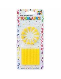 VELAS TORNEADAS AMARILLO CON BASES x24 VT6AM