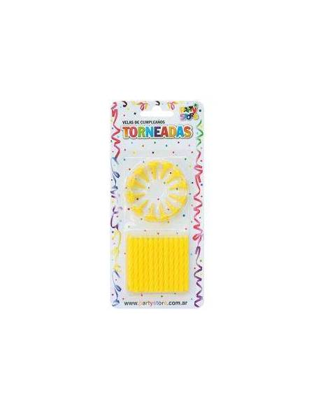 VELAS TORNEADAS AMARILLO CON BASES x24 VT6AM