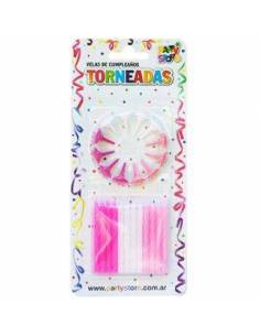 VELAS TORNEADAS NENA CON BASES x24 VT6G