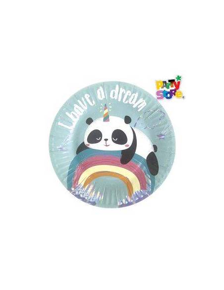 PLATO DE POLIPAPEL 17cm PANDA METALIZADO x6 DPC030