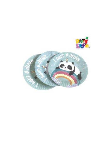 PLATO DE POLIPAPEL 17cm PANDA METALIZADO x6 DPC030