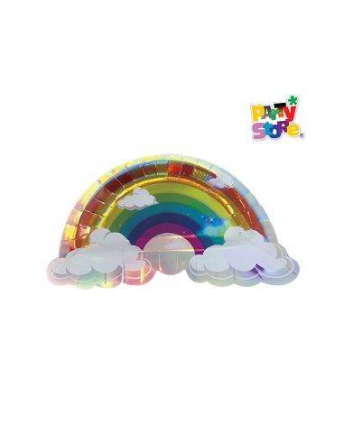 PLATO DE POLIPAPEL 17cm ARCO IRIS METALIZADO x6 DPC031