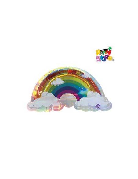 PLATO DE POLIPAPEL 17cm ARCO IRIS METALIZADO x6 DPC031
