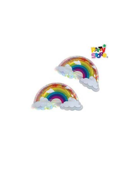 PLATO DE POLIPAPEL 17cm ARCO IRIS METALIZADO x6 DPC031