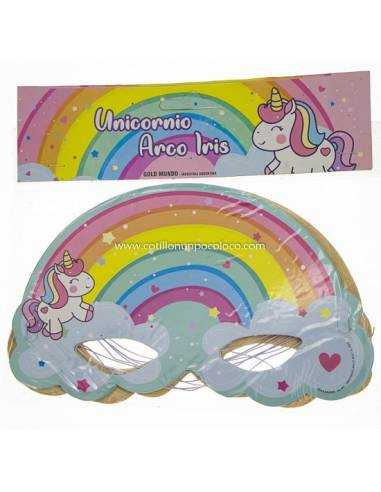 ANTIFAZ UNICORNIO ARCO IRIS x 10