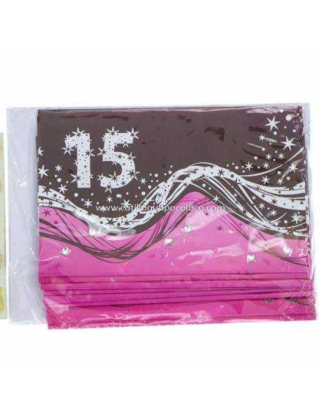 INVITACION 15 AÑOS GLAMOUR NEGRO VIOLETA x 10