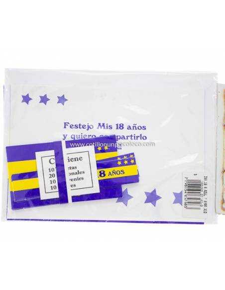 INVITACION 18 AÑOS AZUL y AMARILLO x 10