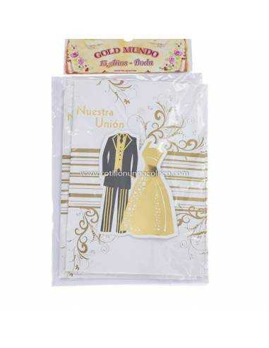 INVITACION BODA PAREJA RELIEVE ORO Y NEGRO x10