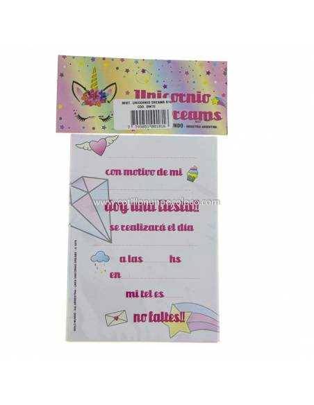 INVITACION UNICORNIO DREAMS x 10