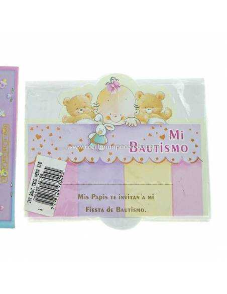 INVITACION x10 BAUTISMO TROQUELADA NENA