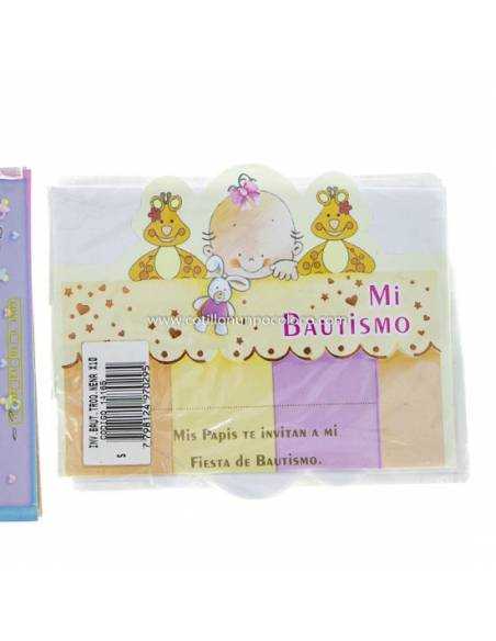 INVITACION x10 BAUTISMO TROQUELADA NENA
