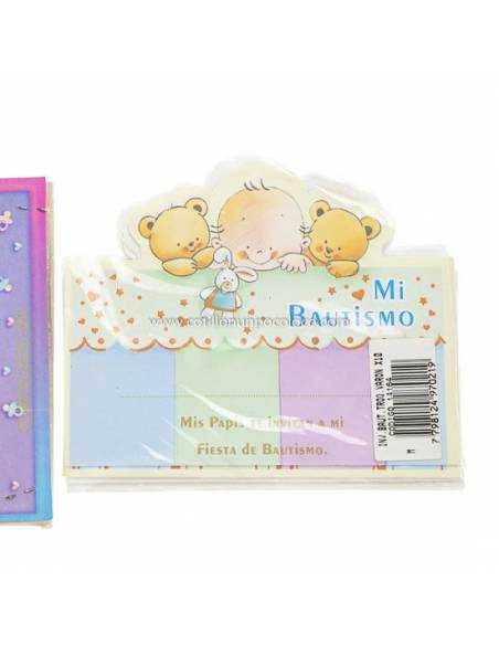 INVITACION x10 BAUTISMO TROQUELADA NENE