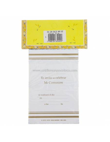 INVITACION COMUNION SIMPLE CALIZ x 10