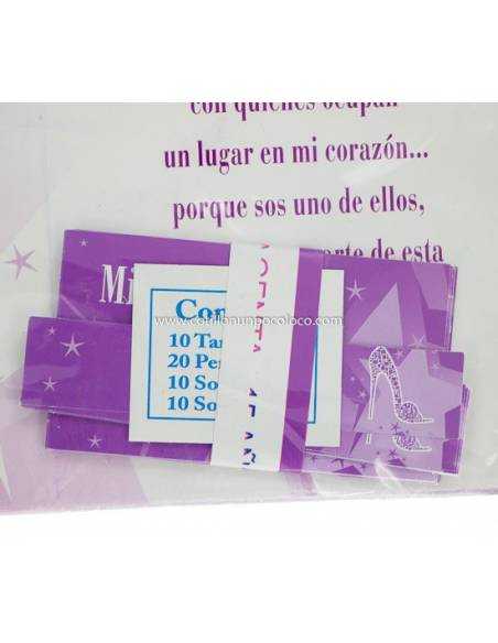 INVITACIONx10 15 AÑOS RELIEVE TACO LILA