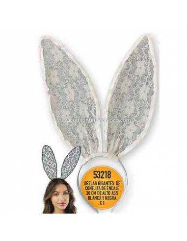 VINCHA OREJA DE CONEJO BLANCO ENCAJE