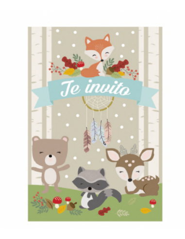 INVITACION ANIMALES DEL BOSQUE x10