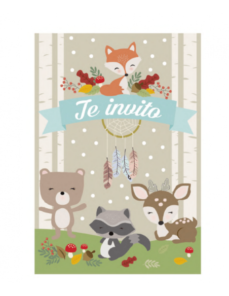 INVITACION ANIMALES DEL BOSQUE x10