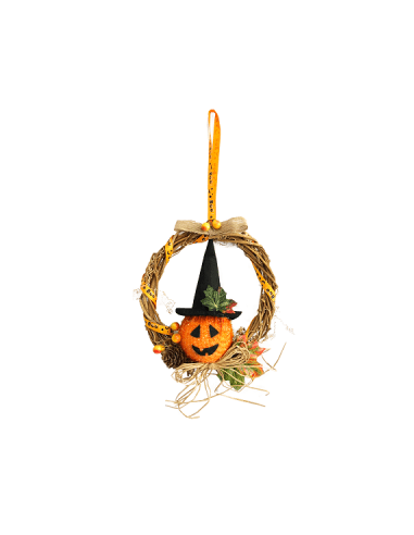 GUIRNALDA CORONA CALABAZA PARA PUERTA HALLOWEEN 18x17x5cm HD140