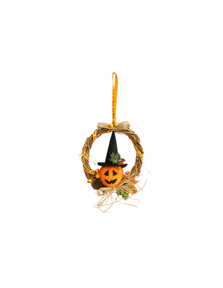GUIRNALDA CORONA CALABAZA PARA PUERTA HALLOWEEN 18x17x5cm HD140