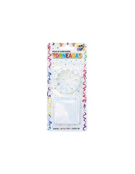 VELAS TORNEADAS BLANCA CON BASES x24 VT6BL