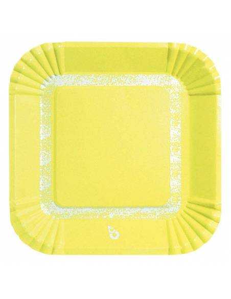 PLATO CUADRADO AMARILLO PASTEL x8