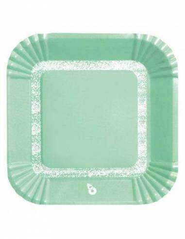 PLATO CUADRADO VERDE PASTEL x8