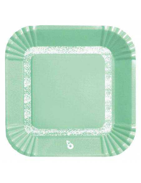 PLATO CUADRADO VERDE PASTEL x8