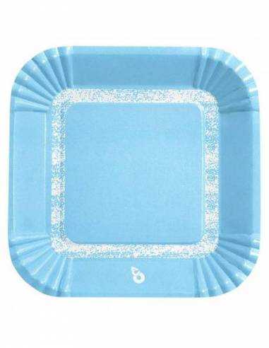 PLATO CUADRADO CELESTE PASTEL x8