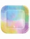 PLATO CUADRADO MULTICOLOR PASTEL x8