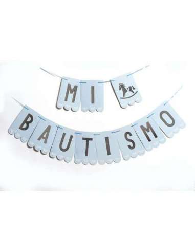 BANDERIN BAUT CELESTE PASTEL C/ STAMPING x 1