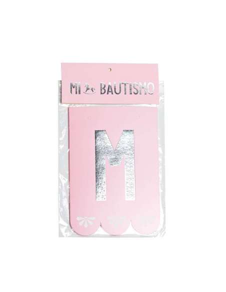BANDERIN BAUT ROSA PASTEL C/ STAMPING x 1