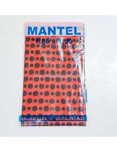 MANTEL LUNARES 1.80x1.20 ROJO LUNAR NEGRO