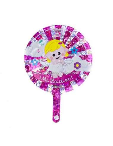 GLOBO 9" MI BAUTISMO ANGEL ROSA