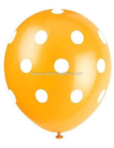 GLOBO IMPRESO NARANJA CON LUNARES N° 90 X10