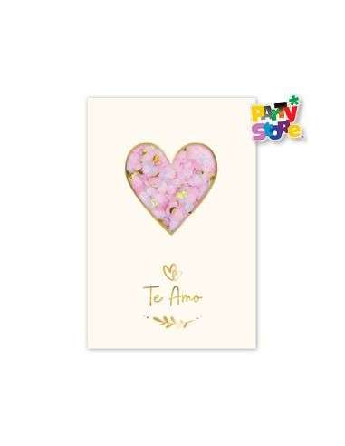 TARJETA CONFETTI SAN VALENTIN CORAZON X1