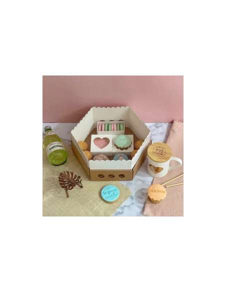 CAJA HEXAGONAL DESAYUNOS 25x25x12