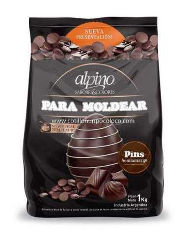 CHOCOLATE PINS ALPINO SEMIAMARGO X2 cajas 12Kg