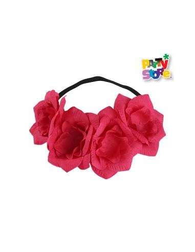 DIADEMA DE FLORES FUCSIA VI07