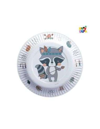 PLATO DE POLIPAPEL 17cm MAPACHE x6 DPC046