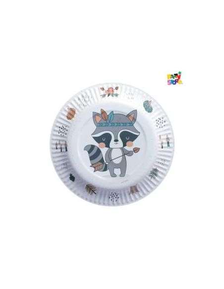 PLATO DE POLIPAPEL 17cm MAPACHE x6 DPC046
